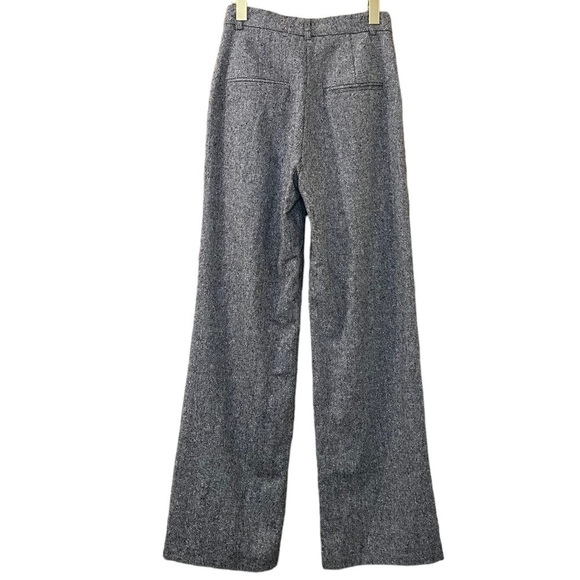 Anine Bing Pants Carrie Wool Wideleg Trousers Black White‎ Sz Xs 2 - Picture 5 of 11